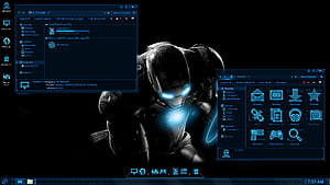 Jarvis Iron Man Futuristic Windows Desktop Theme with Glowing Blue Interface HD wallpaper