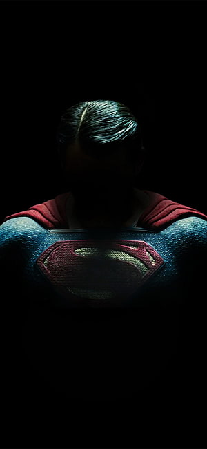Superman Dark Silhouette with Glowing S-Shield Emblem on Black Background, Superman - , Superman Background on Bat, Captain America AMOLED HD phone wallpaper