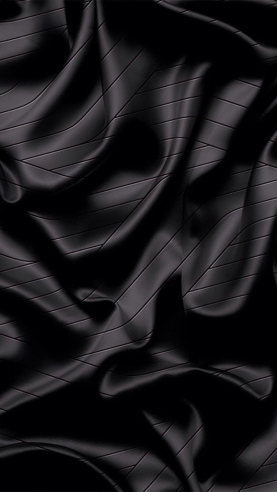 Elegant Black Satin Fabric with Diagonal Ribbed Texture and Soft Folds HD phone wallpaper
