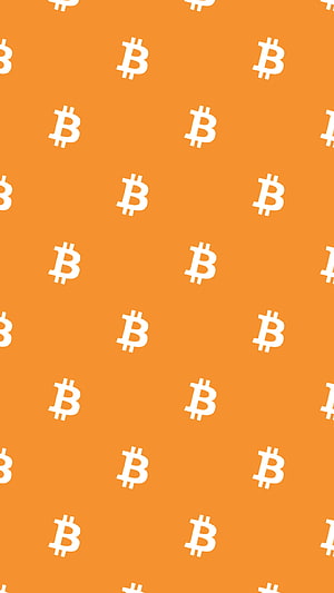 Bitcoin Symbol Pattern on Orange Background HD phone wallpaper