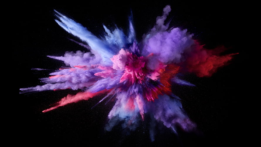 Vibrant Multicolored Powder Explosion on Black Background HD wallpaper