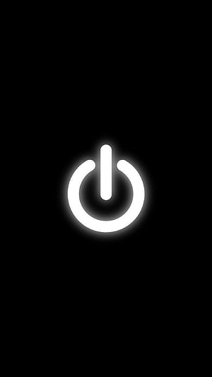 Glowing White Power Button Icon on Black Background Minimalist Design HD phone wallpaper