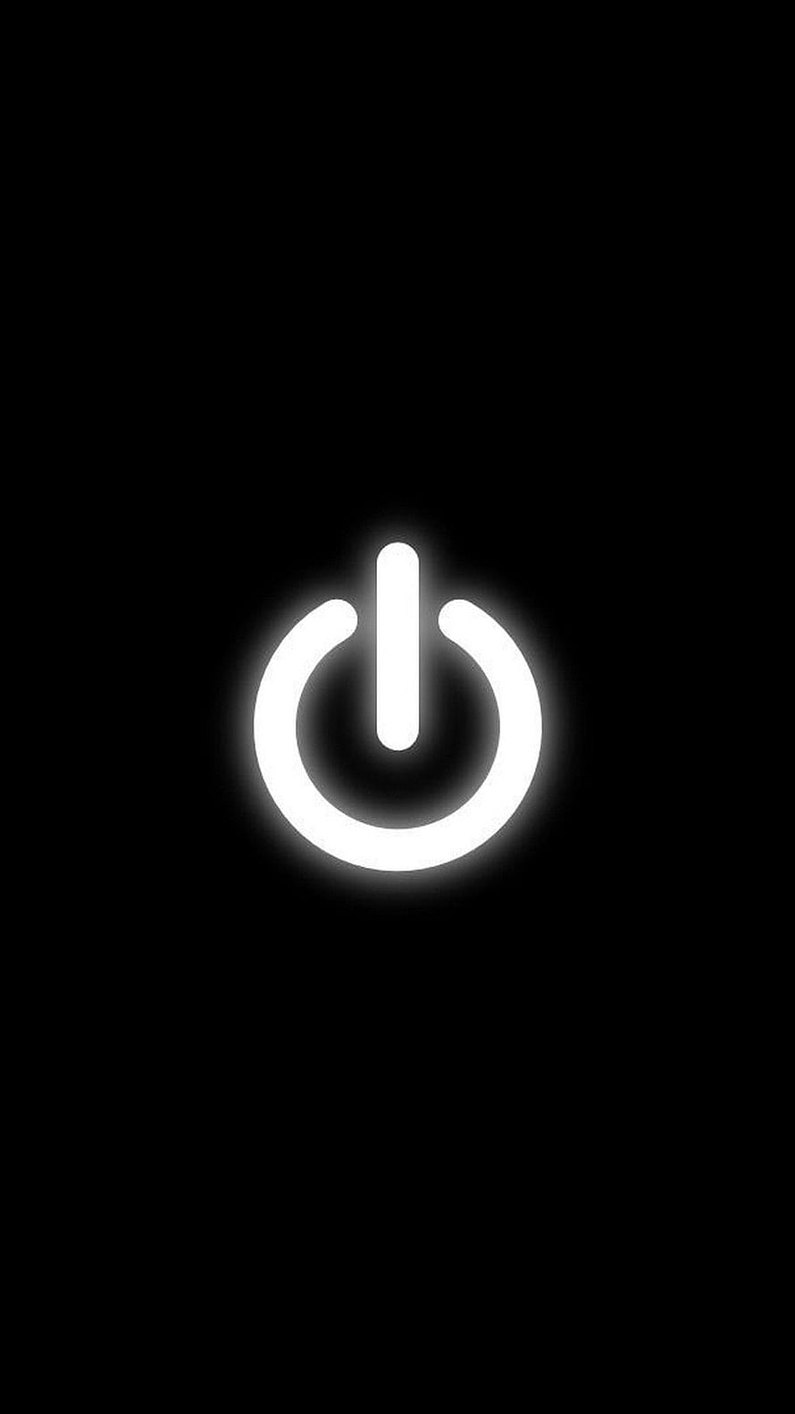Glowing White Power Button Icon on Black Background Minimalist Design HD phone wallpaper