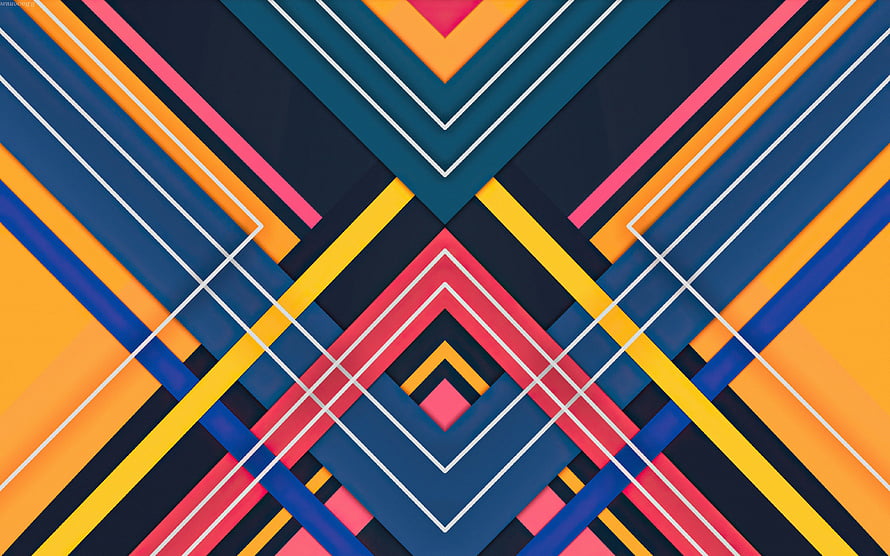 Vibrant Geometric Abstract Pattern With Layered Diagonal Lines And Triangular Shapes HD wallpaper