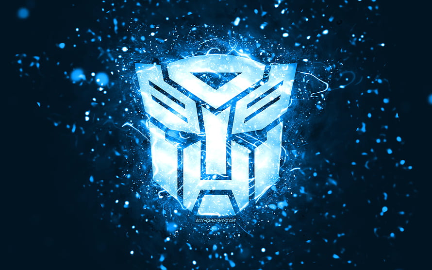 Glowing Transformers Autobot Emblem With Electric Blue Energy Particles HD wallpaper