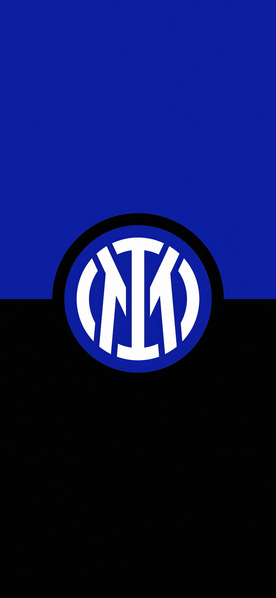 Inter Milan Club Crest on Blue and Black Split Background Minimalist Design HD phone wallpaper