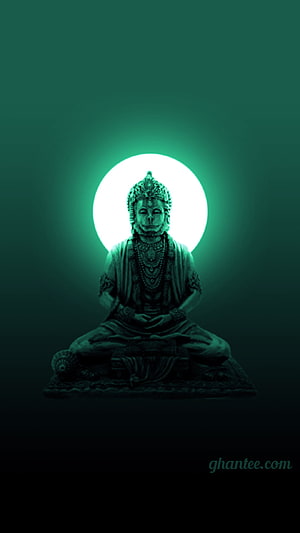Hanuman Meditation Statue with Glowing Halo in Dark Green Tones, veer hanuman 2021 – Ghantee, Hanuman Meditation HD phone wallpaper