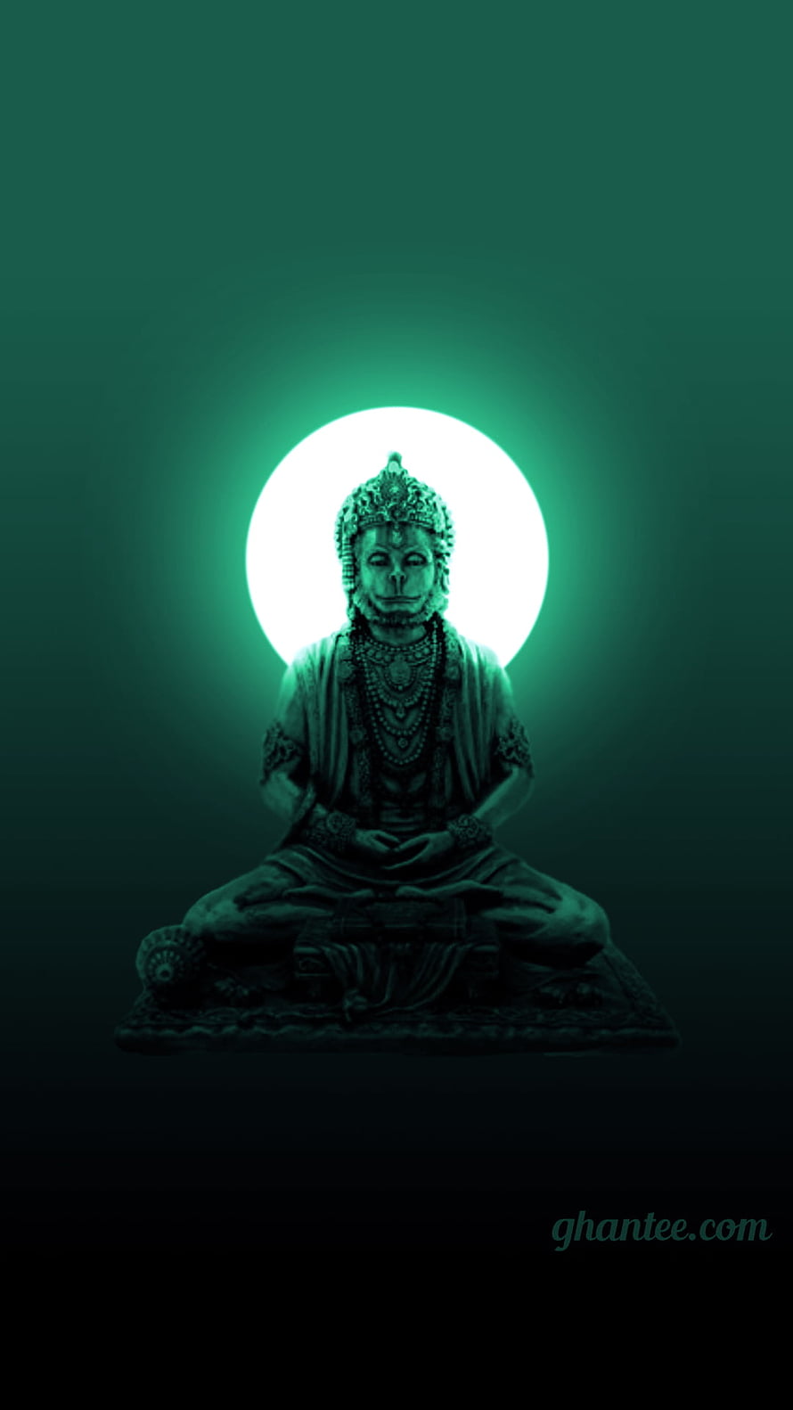 Hanuman Meditation Statue with Glowing Halo in Dark Green Tones, veer hanuman 2021 – Ghantee, Hanuman Meditation HD phone wallpaper