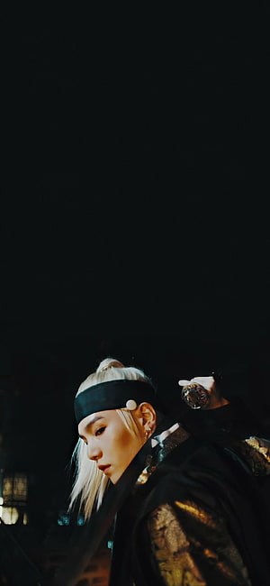 Suga in Dark Traditional Attire with Sword and Black Headband HD phone wallpaper