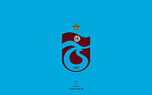 Trabzonspor Super Lig Crest on Cyan Background with Star and 1967 Founding Year HD wallpaper
