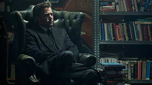 Bruce Wayne in a dark library from Justice League HD wallpaper