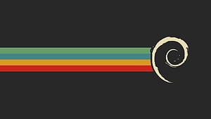 Minimalist Debian Linux Logo with Colorful Stripes and Spiral on Dark Background HD wallpaper