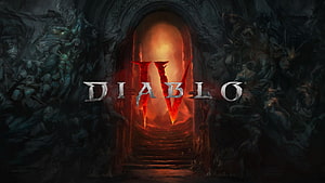 Diablo IV Official Key Art Featuring Dark Stone Archway and Fiery Red Roman Numeral Logo, Diablo 4: and background , Diablo IV HD wallpaper