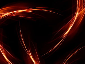 Dynamic Orange Light Trails on Black Abstract Background HD wallpaper