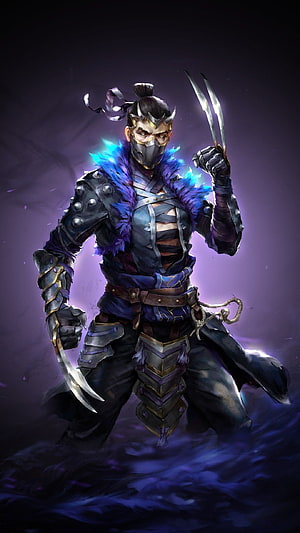Lynx Shadow Fight Arena Warrior with Dual Claws and Glowing Blue Aura HD phone wallpaper