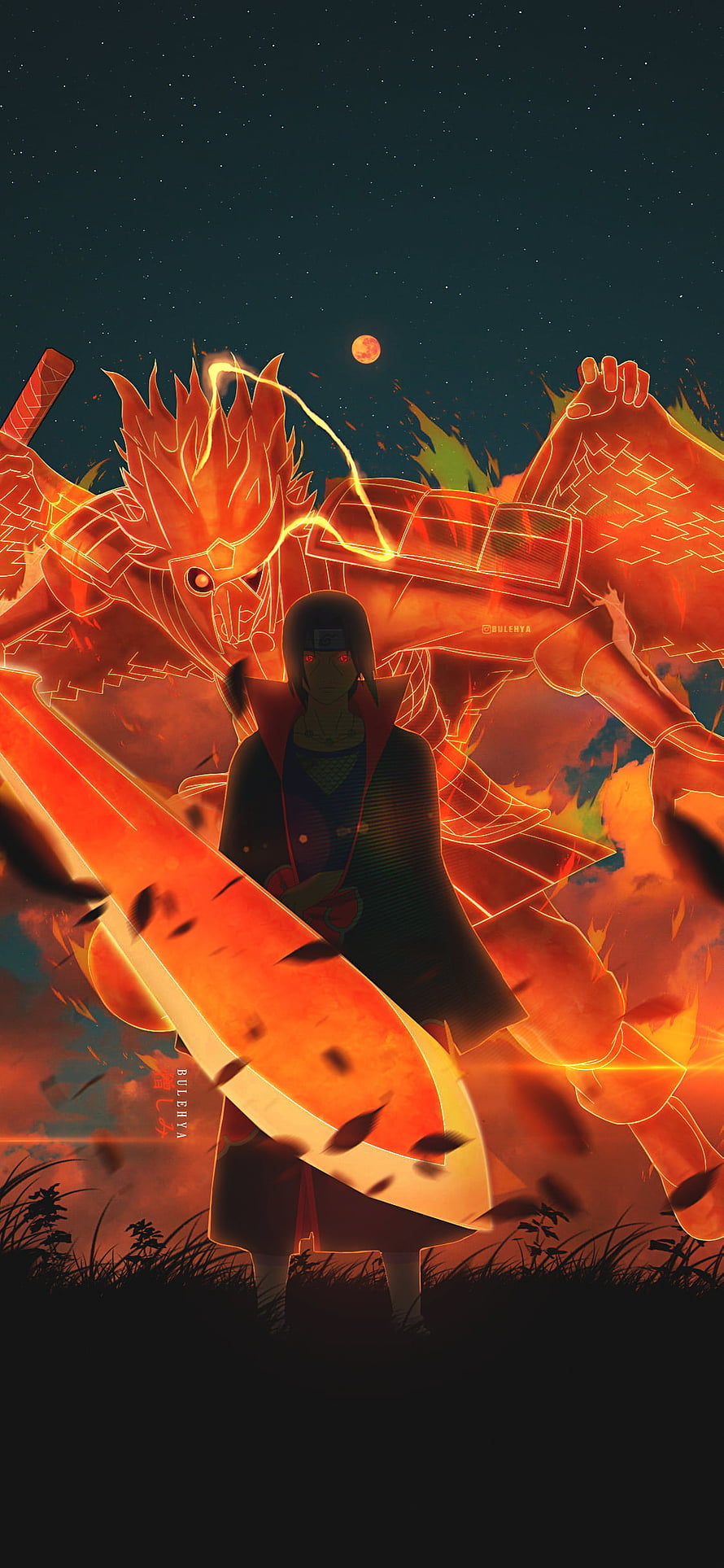 Itachi Uchiha and Tobi in Fiery Naruto Anime Artwork HD phone wallpaper