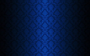 Royal Blue Damask Pattern with Vintage Floral Motifs and Dark Vignette HD wallpaper