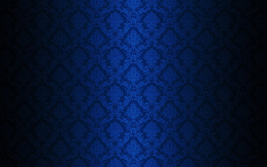 Royal Blue Damask Pattern with Vintage Floral Motifs and Dark Vignette HD wallpaper