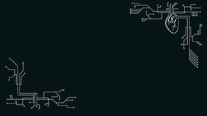 Minimalist Circuit Board Heart Design on Dark Background HD wallpaper