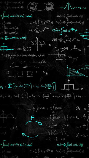 Fourier Series and Transform Equations on a Blackboard with Graphs HD phone wallpaper
