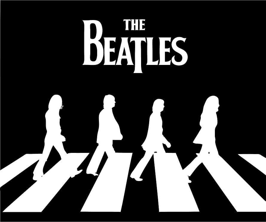 The Beatles Abbey Road Silhouette Walking on Crosswalk Black and White Design HD wallpaper