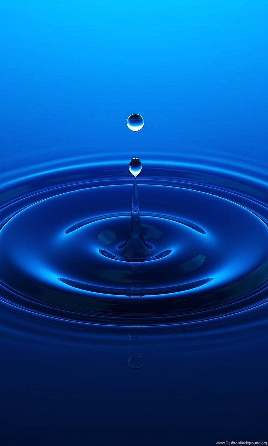 Deep Blue Water Droplet Splash with Concentric Ripples and Minimalist Abstract Design HD phone wallpaper