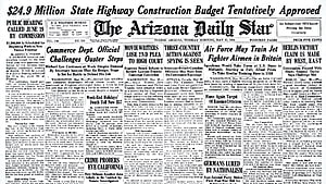 Vintage 1950 Tucson Arizona Daily Star Front Page Newspaper Layout HD wallpaper