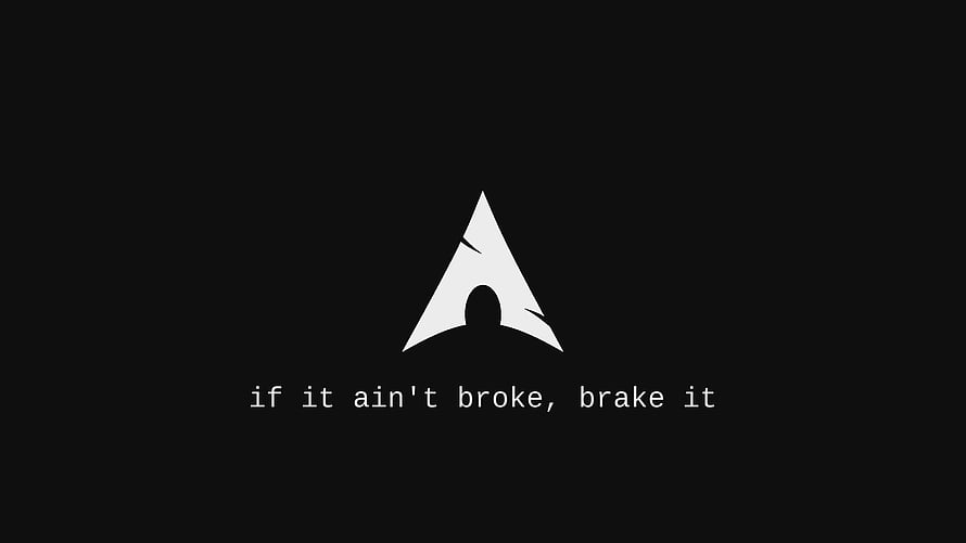 Arch Linux Minimalist Logo on Dark Background with Slogan HD wallpaper