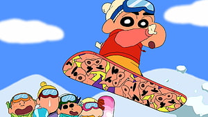 Crayon Shin-chan Snowboarding with Friends on a Sunny Winter Day HD wallpaper