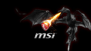MSI Gaming Dragon Breathing Fire on Black Background HD wallpaper