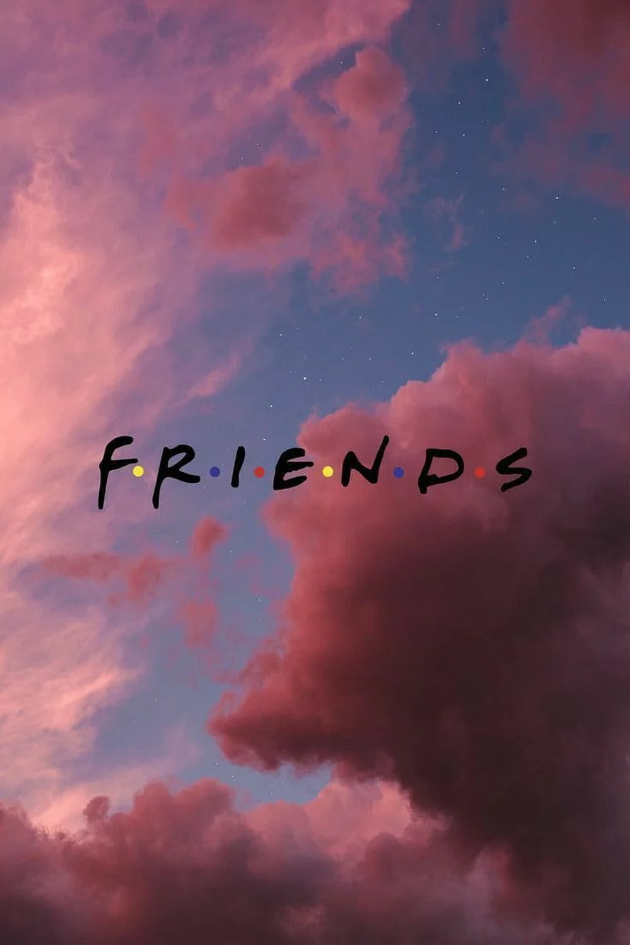 Friends Aesthetic Sky Wallpaper With Pink Clouds And Dotted Text HD phone wallpaper