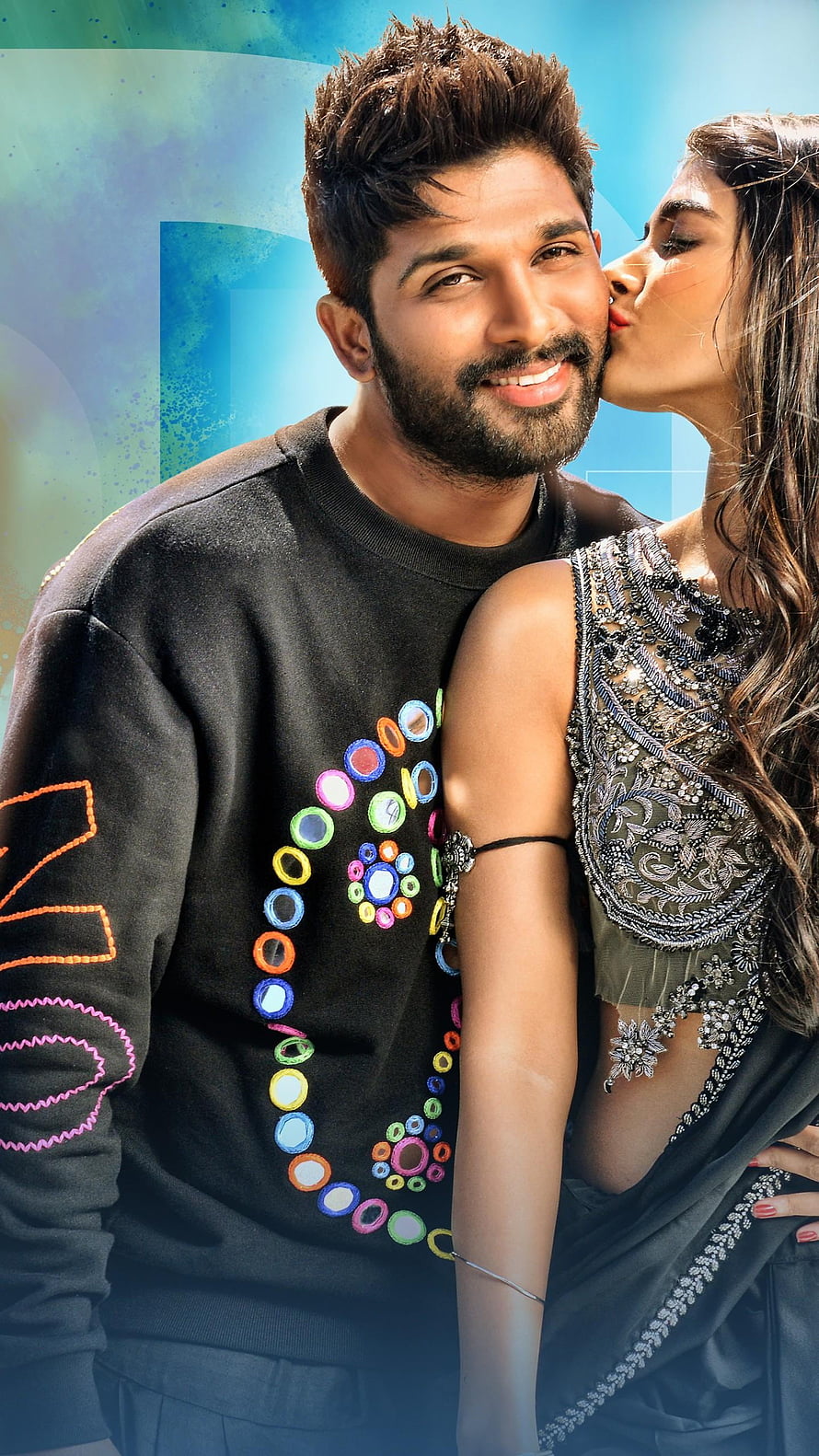 Allu Arjun and Pooja Hegde in a Romantic Embrace for a Bollywood Film HD phone wallpaper