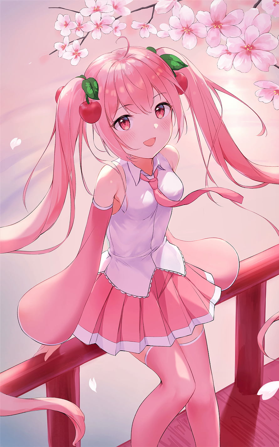 Sakura Hatsune Miku in Cherry Blossom School Uniform HD phone wallpaper