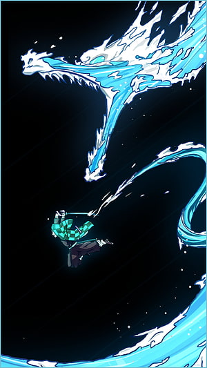 Demon Slayer Water Dragon Breathing Technique Anime Illustration HD phone wallpaper