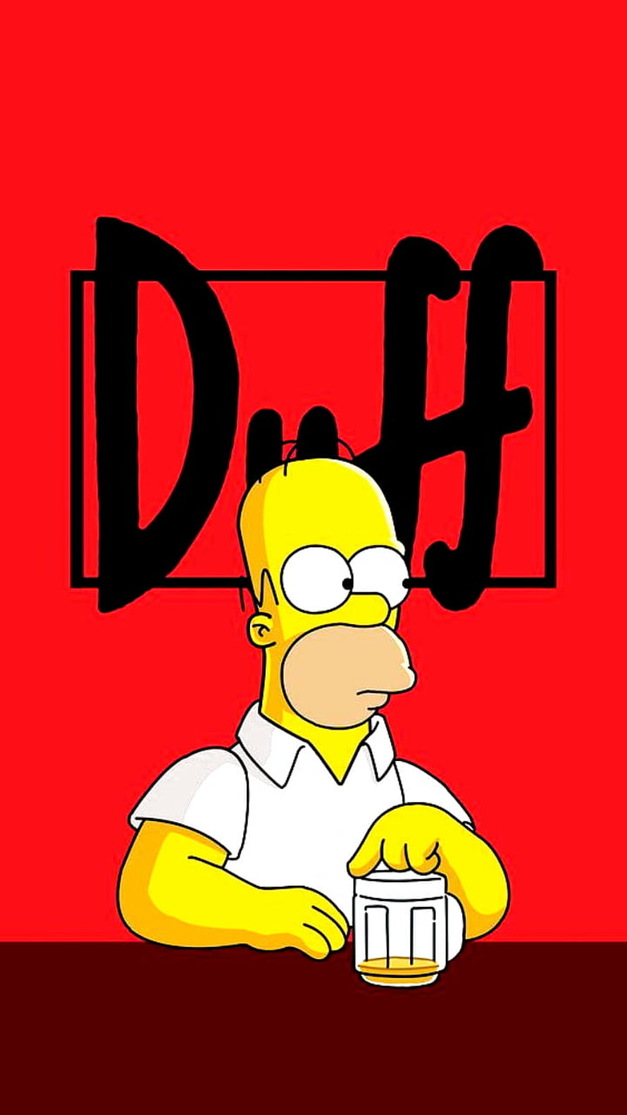 Homer Simpson Holding Beer Mug Against Red Duff Background HD phone wallpaper
