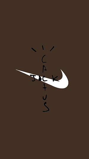 Cactus Jack and Nike Swoosh Logo on Dark Brown Background HD phone wallpaper