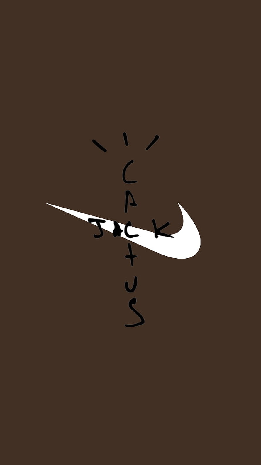Cactus Jack and Nike Swoosh Logo on Dark Brown Background HD phone wallpaper