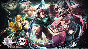 Demon Slayer Kimetsu no Yaiba Anime Character Group Action Artwork HD wallpaper