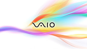 Sony Vaio Abstract Rainbow Ribbon Logo on White Background HD wallpaper