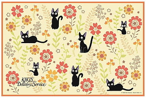 Kiki's Delivery Service Jiji Cat Floral Pattern Wallpaper HD wallpaper
