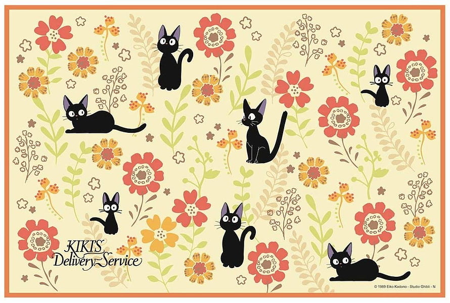 Kiki's Delivery Service Jiji Cat Floral Pattern Wallpaper HD wallpaper