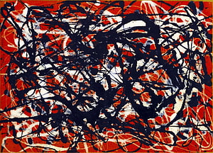 Jackson Pollock Abstract Expressionist Drip Painting in Red Black and White HD wallpaper