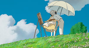 The Wind Rises Anime Scene of Couple Painting on a Flowering Hillside Under a Parasol HD wallpaper