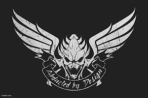 Gothic Skull and Wings Emblem with Distressed Texture on Black Background HD wallpaper