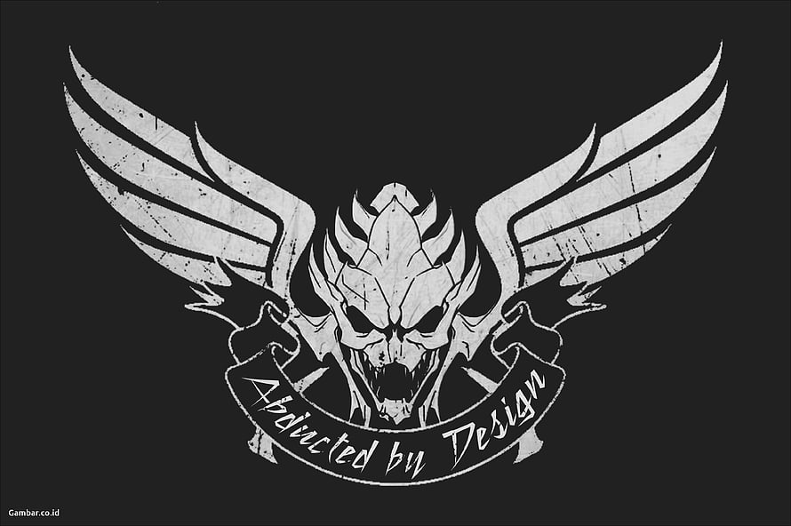 Gothic Skull and Wings Emblem with Distressed Texture on Black Background HD wallpaper