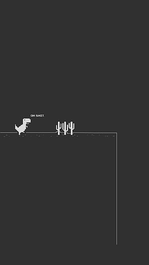 Google Dinosaur Game Pixel Art on Dark Background with Cactus Obstacle HD phone wallpaper