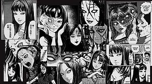 Junji Ito Horror Manga Collage Featuring Distorted Faces and Psychological Terror HD wallpaper