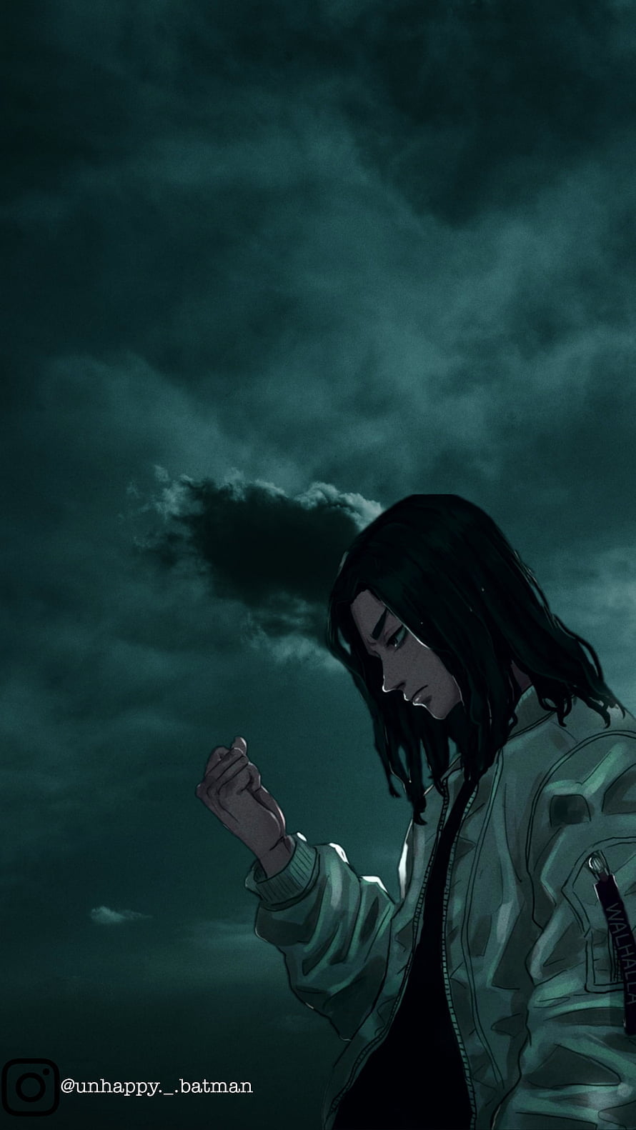 Baji Keisuke from Tokyo Revengers in a moody anime illustration under a stormy sky HD phone wallpaper
