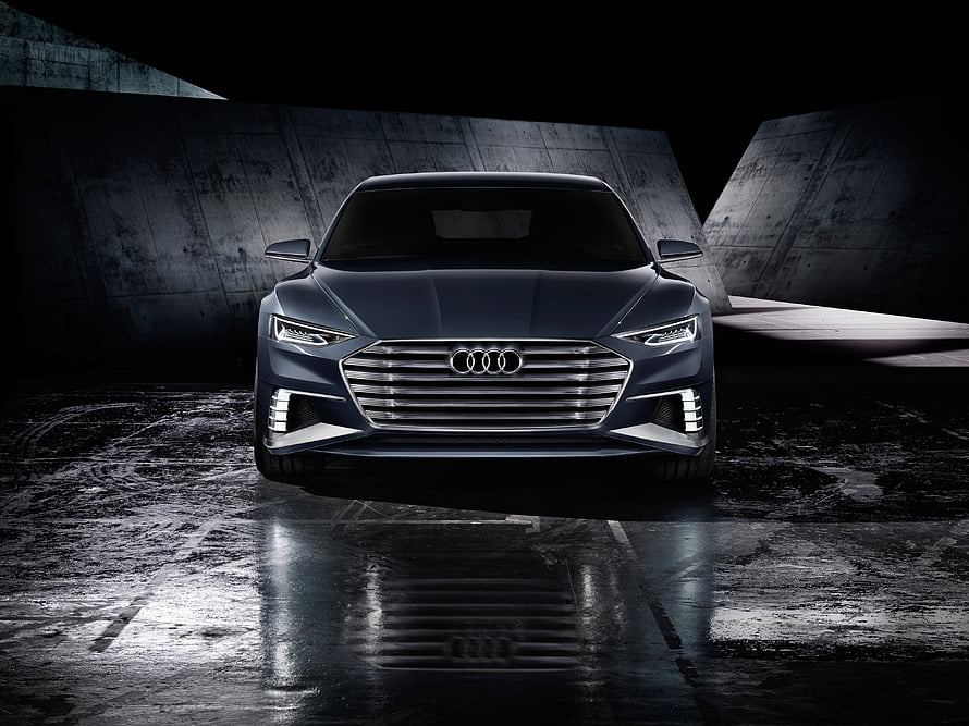 Audi Avant Prologue Concept Car Front View in Dark Industrial Setting HD wallpaper