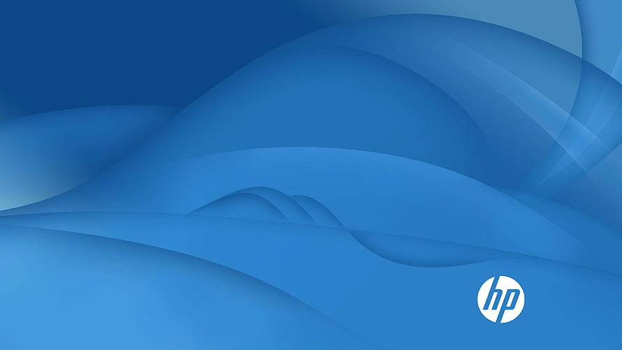 HP Blue Abstract Wave Pattern Desktop Background with Corporate Logo HD wallpaper